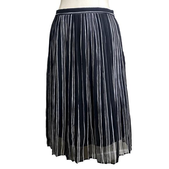 Gothic Sheer Stripe Pleated Emo Beetlejuice Midi Skirt - Picture 1 of 9